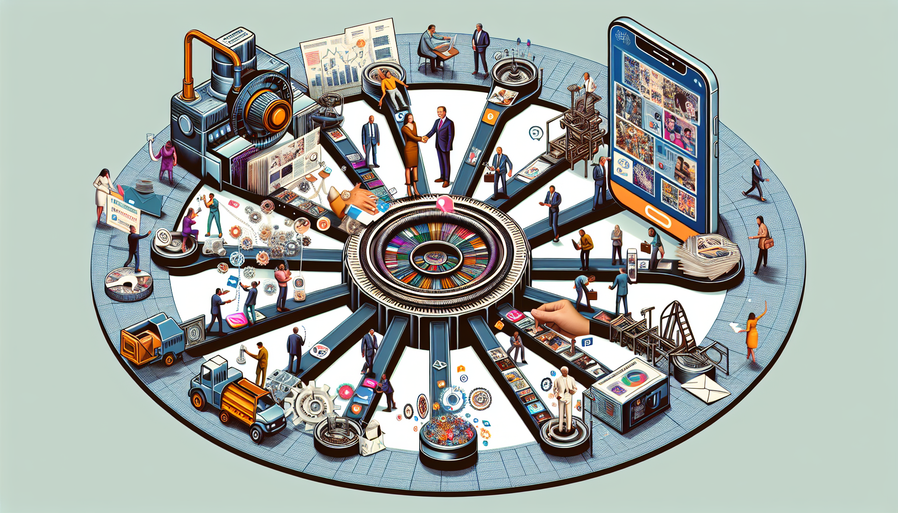 Illustration of marketing efforts for a print on demand business